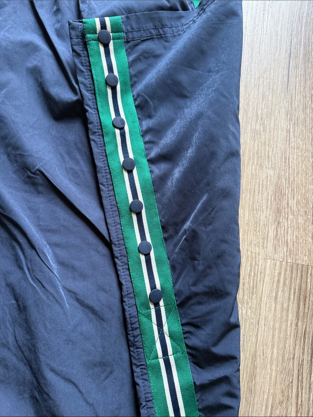 Free People Navy Blue Two-Piece Track Pants & Pullover Set with Green Stripes